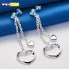 1 Pair of 925 Sterling Silver Exquisite Heart-shaped Pendant Earrings for Women's Fashion Engagement Jewelry Accessories