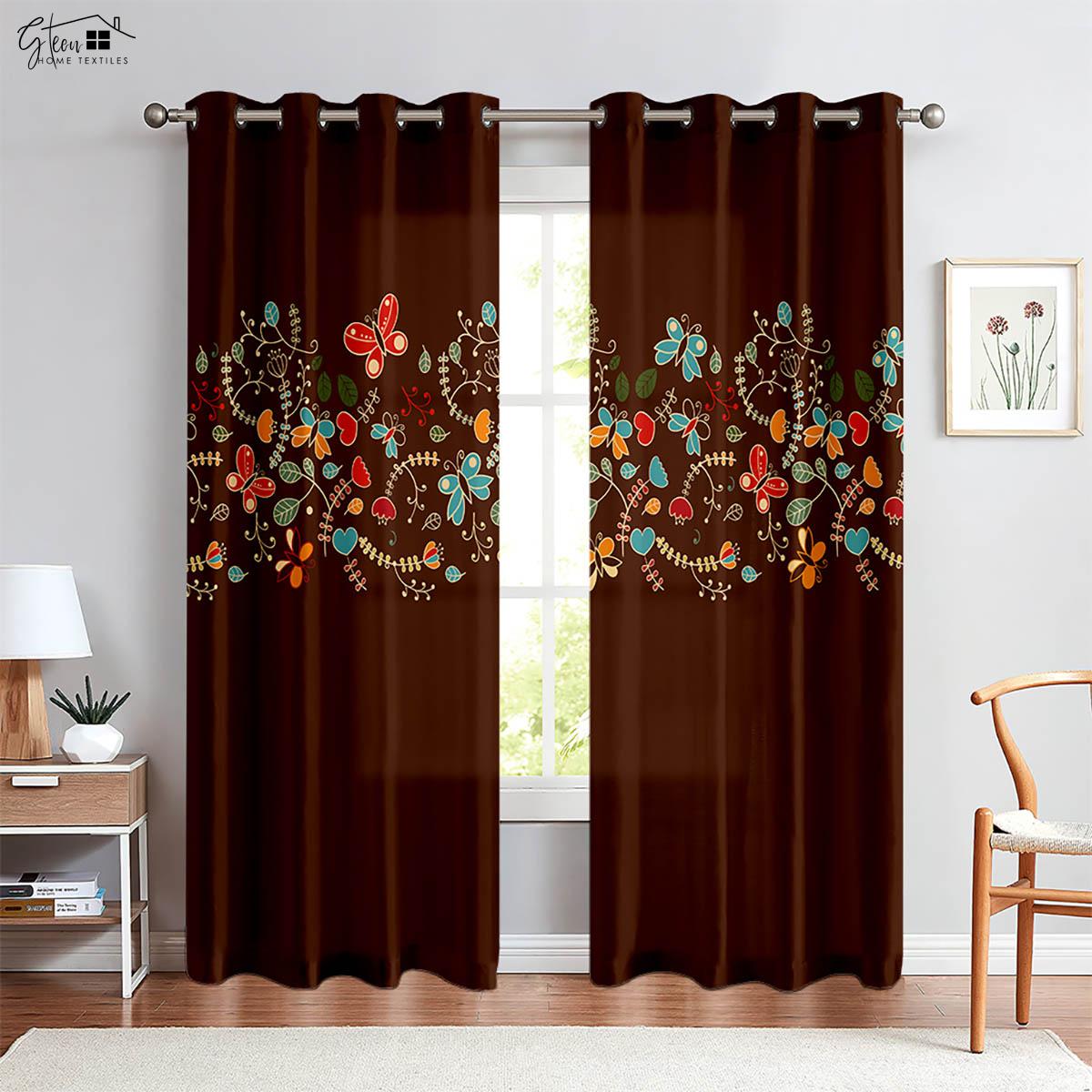 

Красивые шторы с изображением бабочек, французские, американские, ретро, пасторальные, свежие, для спальни, гостиной, кабинета, декоративные шторы, 2 шт. W50xH130(CM)x2PCS&Rod pocket