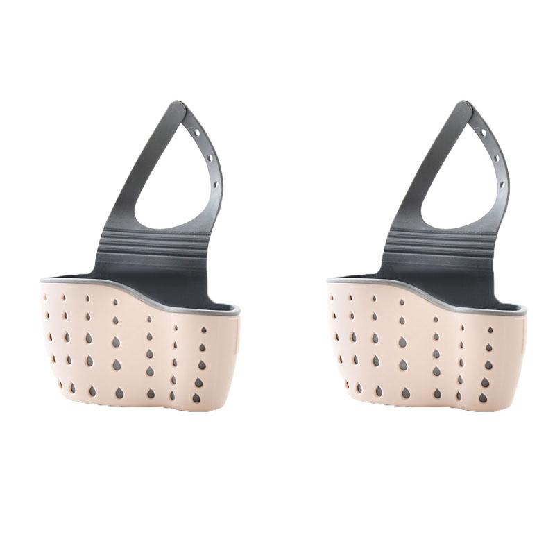 1-4PCS Household Adjustable Button Type Sink Drain Hanging Bag Kitchen Storage Shelf Faucet Sponge Twolayer Drain Hanging Basket