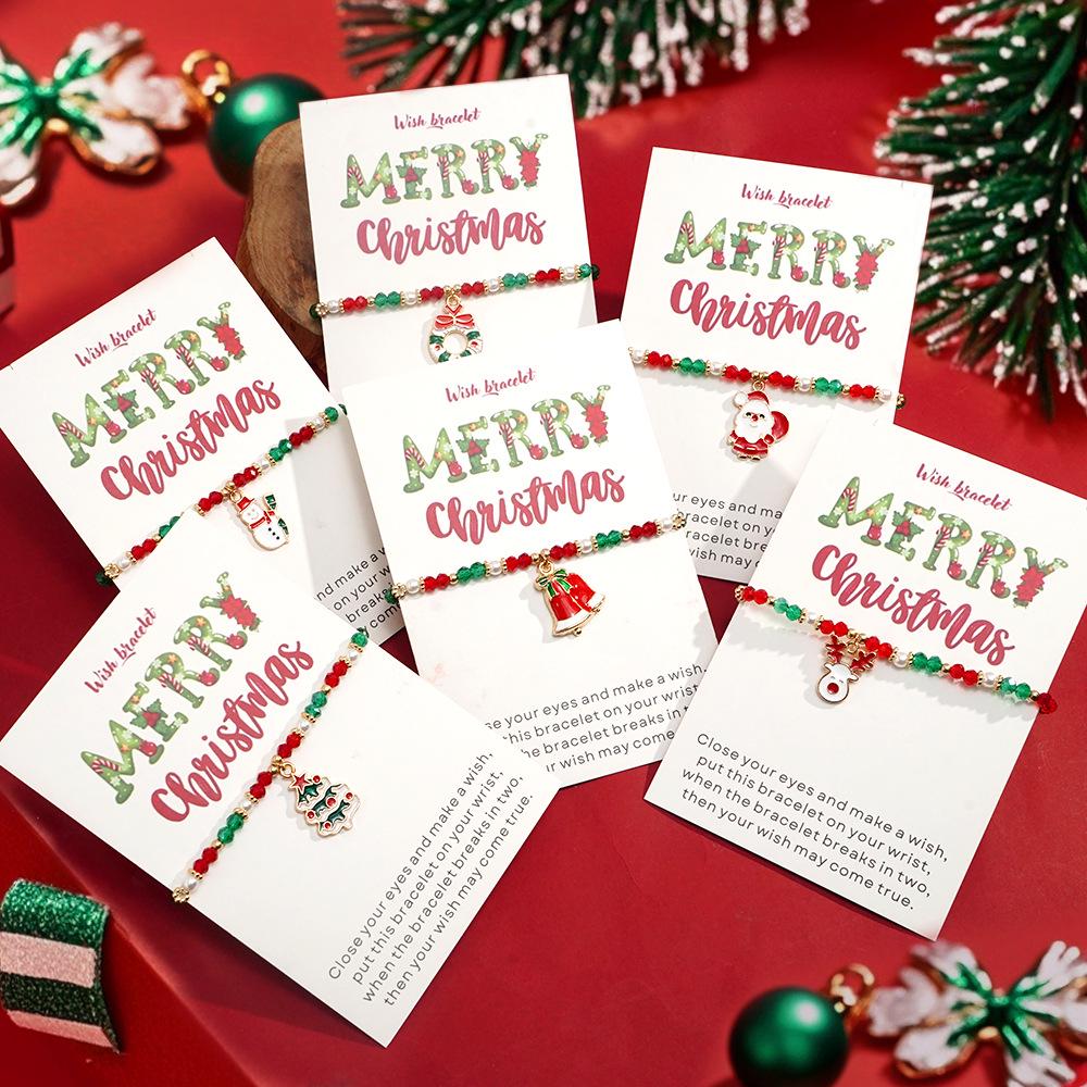 Christmas Polymer Clay Bracelet Set: Santa, Reindeer, Bell, and Tree