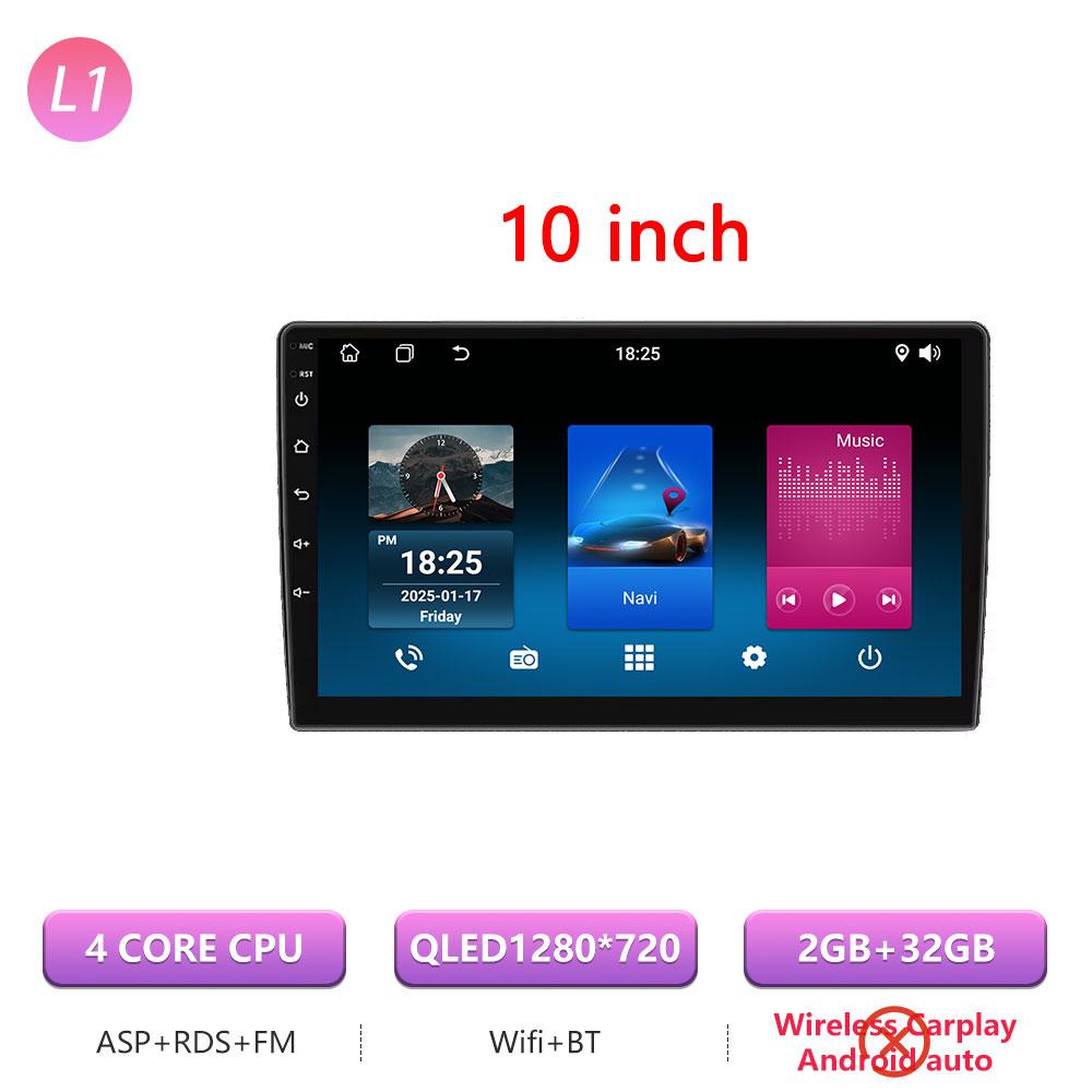 Autoradio Android 16 universel 9/10 pouces, CarPlay, Android Auto, GPS, lecteur multimédia, WiFi, écran QLED, BT 2 DIN