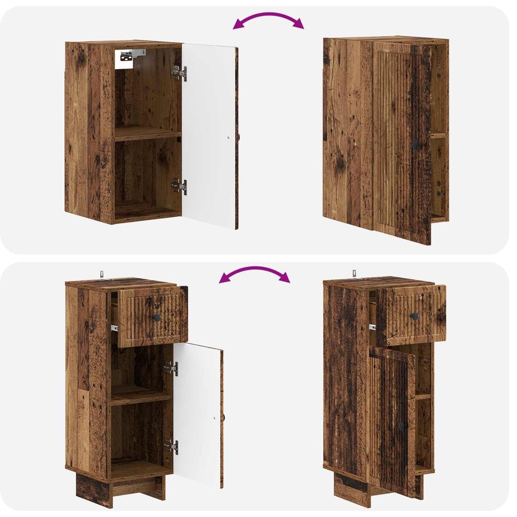 3 Piece Bathroom Cabinet System EDE Reclaimed Wood Particleboard
