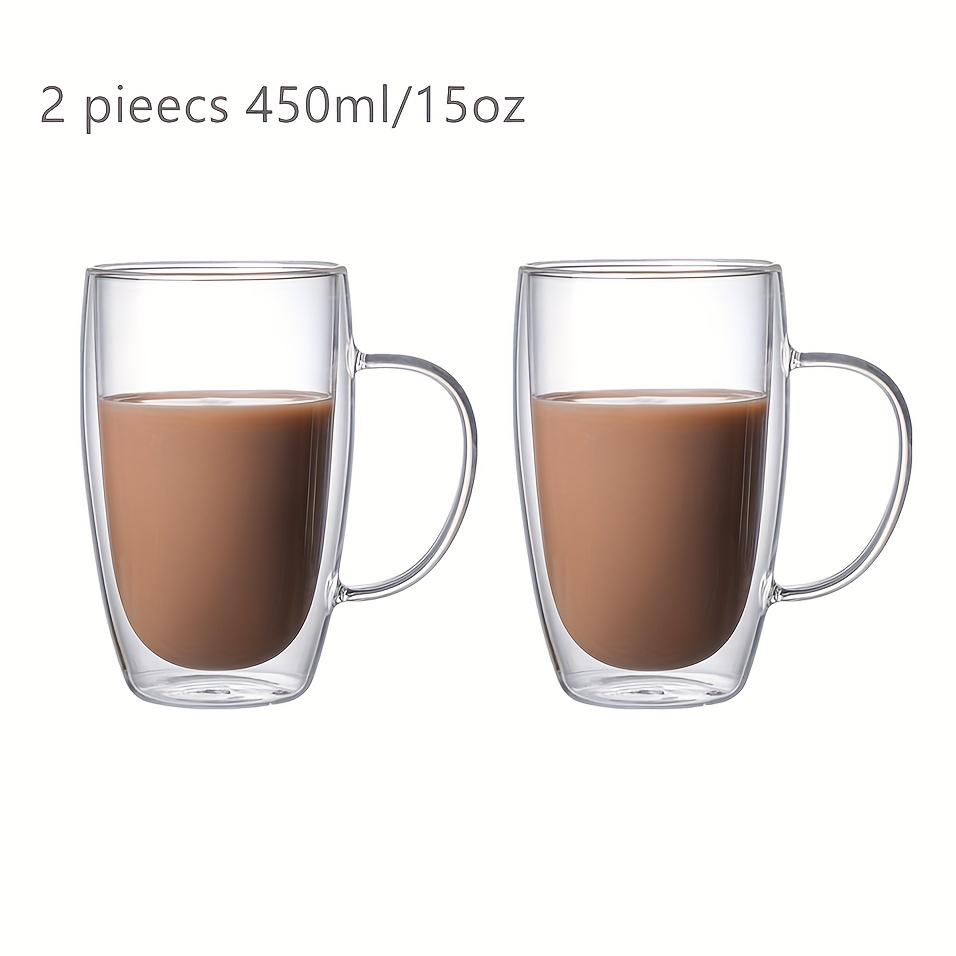 2 Bucăți Căni de Cafea cu Perete Dublu Pahare Măni 12oz Espresso Cappuccino Latte Căni de Ceai cu Mâner Sticlă Rezistentă la Căldură