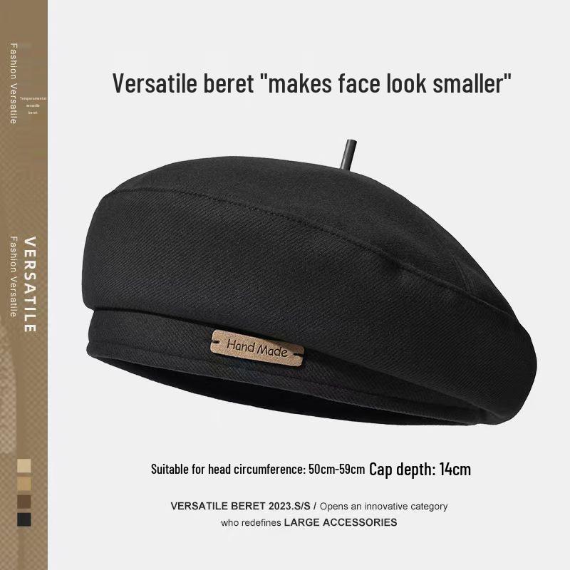 Korean Style Versatile Black Artist Beret: Spring & Autumn Edition