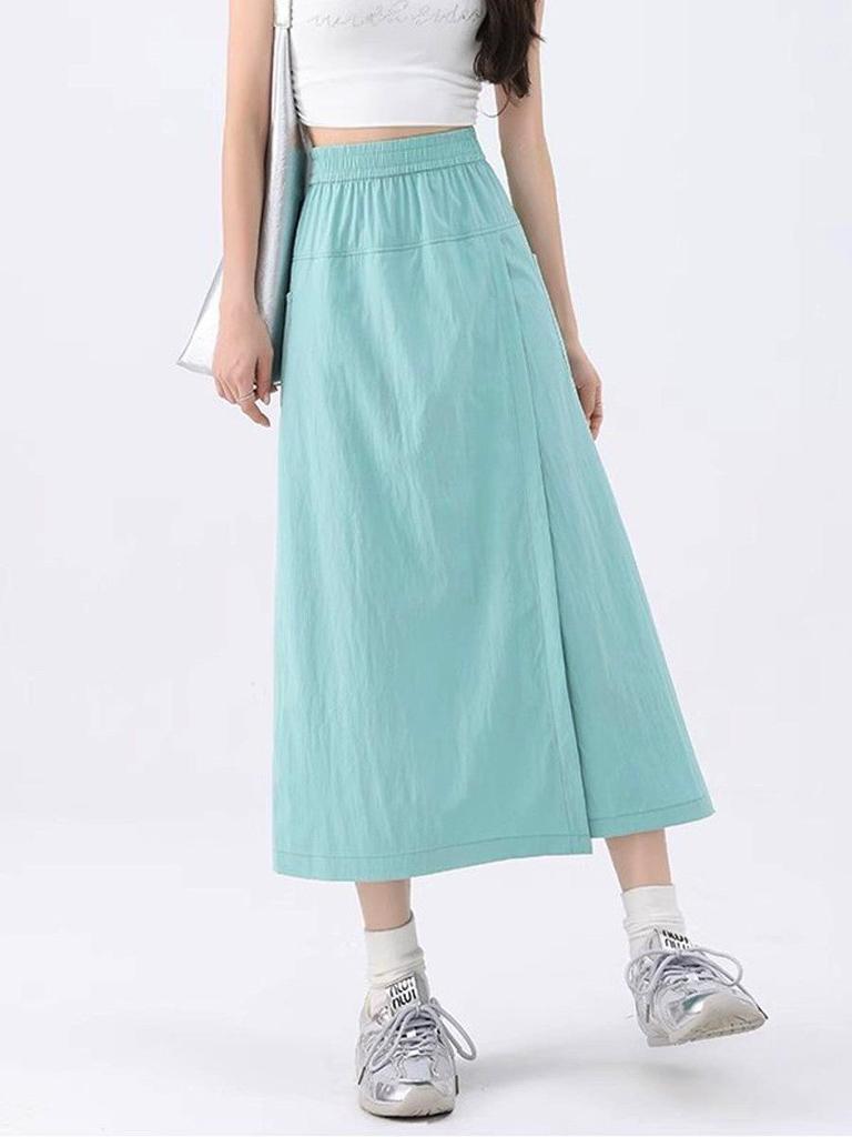 2026 Japanischer Stil Damen High Waist Eis Seide Cargohosenrock - Sommer Schlankmachend Locker Weiter Bein