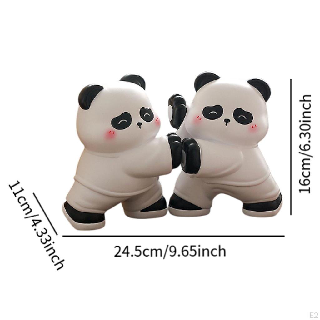 2 Pieces Panda Bookends Book Shelf Holder Resin Ornament for Shelves Decorative Stopper Gifts