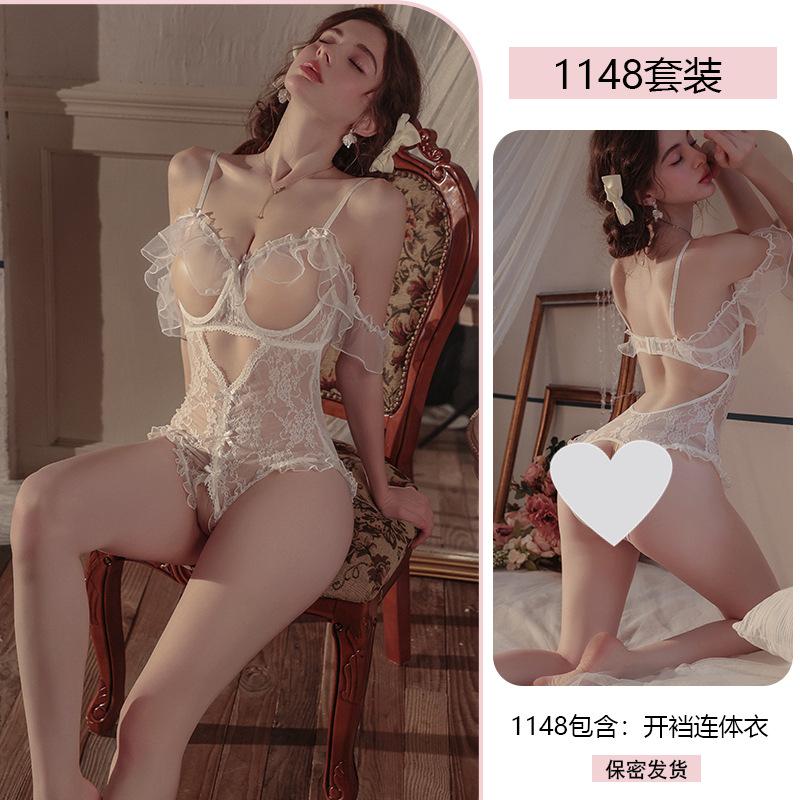 Sex underwear sexy suspender onesie women's steel ring gathers perspective uniform temptation no-take pajamas 1118