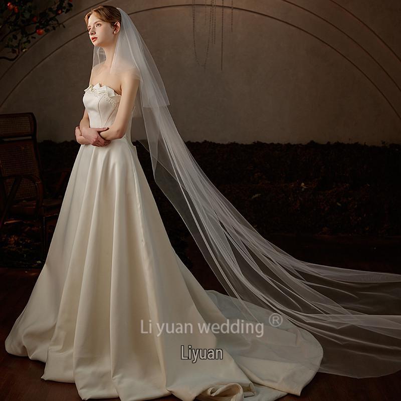 

Classic Princess Bridal Wedding Dress with Long Two-Layer Veil 235cm