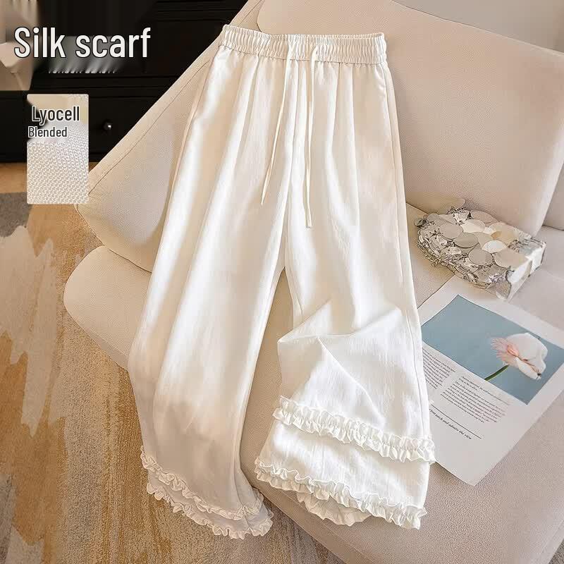 Women s Lyocell Linen Blend High-Waist Wide-Leg Pants L