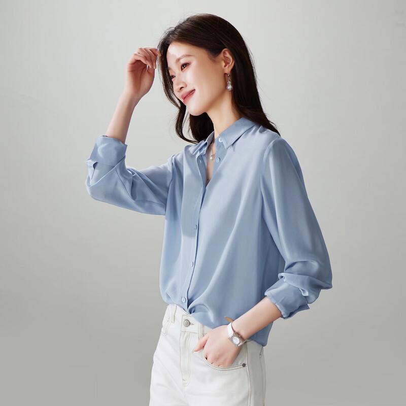 

SOFSIL 2026 Весна Длинный рукав 100% шелк Рубашка с лацканами XL