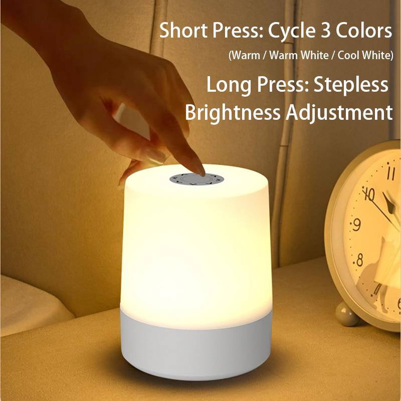 Touch Night Lamp USB LED Lamp Remote Control Switch Rechargeable Three Colors Lights Bedroom Portable Table Bedside Night Lamp