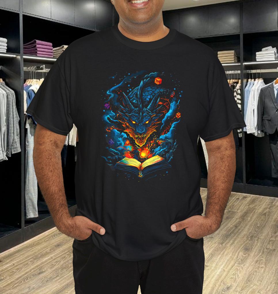 Wizard Magic Spell Dragons Mystical Retro Gamer Style Design T-Shirt Mens Womens Tees Top