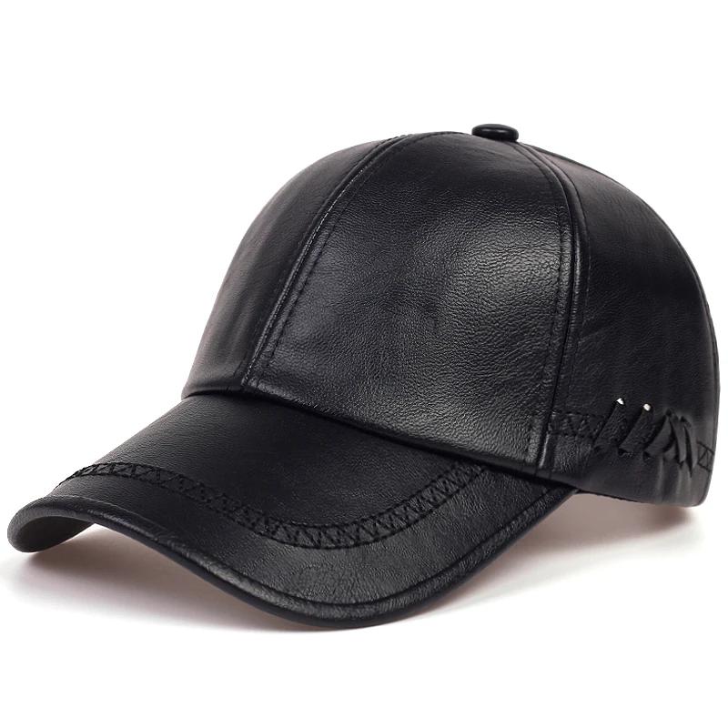 Unisex Solid Color Leather Baseball Caps Adjustable Casual Hats Spring and Autumn Outdoor Sunscreen Hat