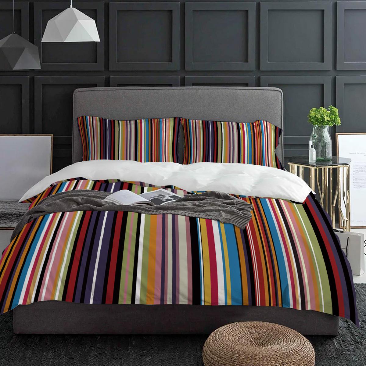 

Радужный Геометрический Полосатый Пододеяльник с Наволочкой Настроенное Одеяло 3шт Постельное Белье Покрывало для Одеяла Двуспальная Кровать Домашний Текстиль EU single(135x200cm)