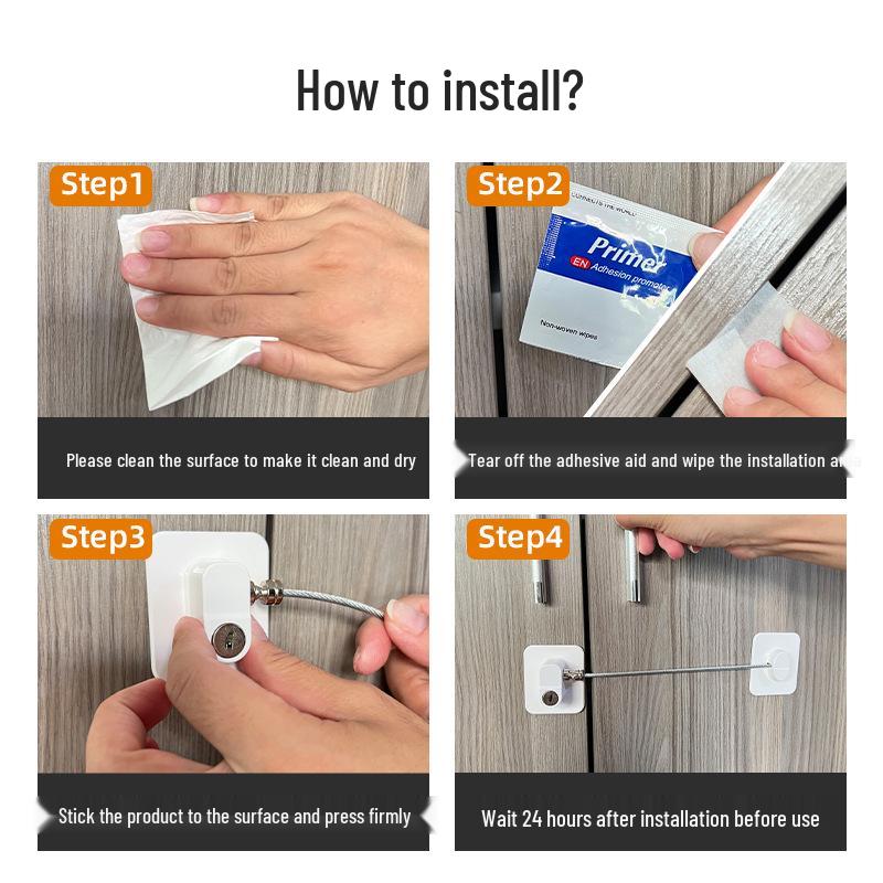 Childproof Window & Door Safety Lock - Keyed, Punch-Free, Universal Steel Cable Limiter