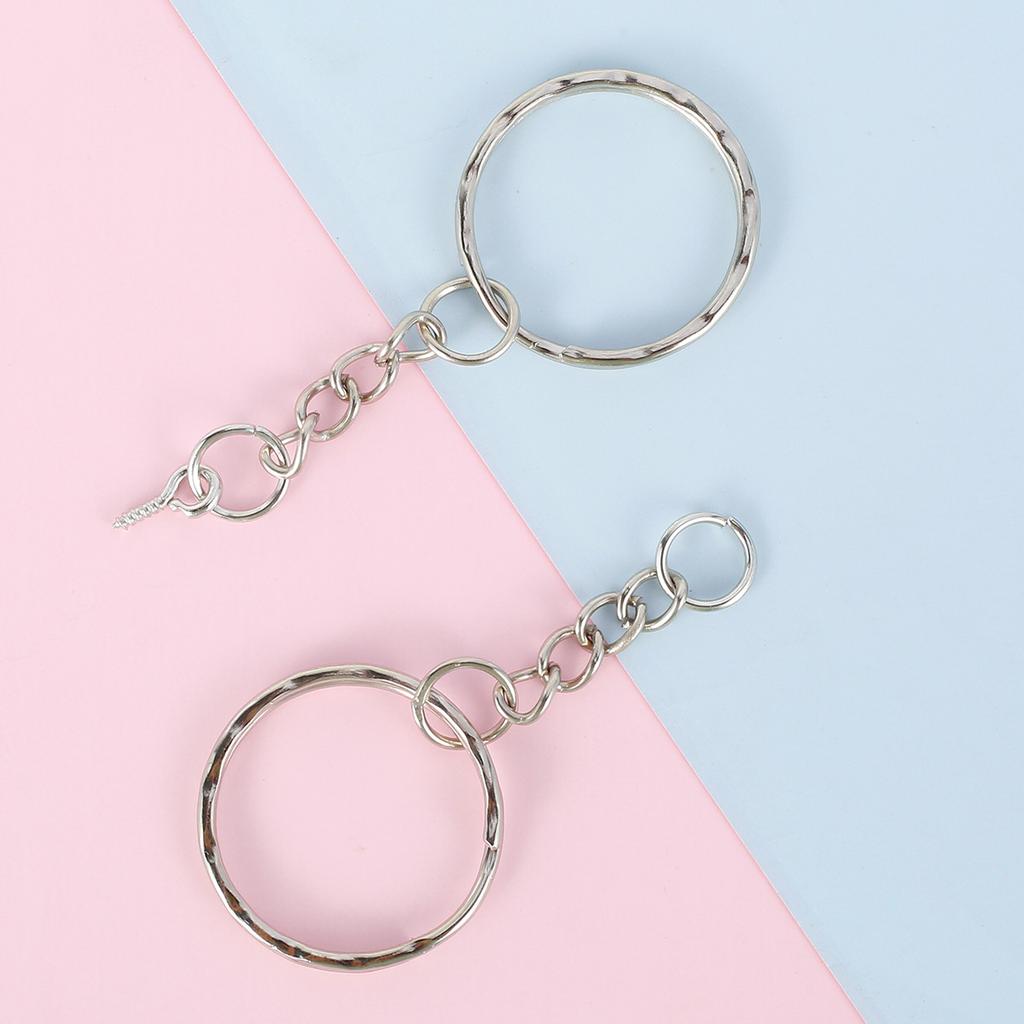 Keychain Rings Metal Blank Keyring Split Key Ring with 100Pcs Jump Rings & 100Pcs Screw Eye Pins for Organizing Keys Jewelry