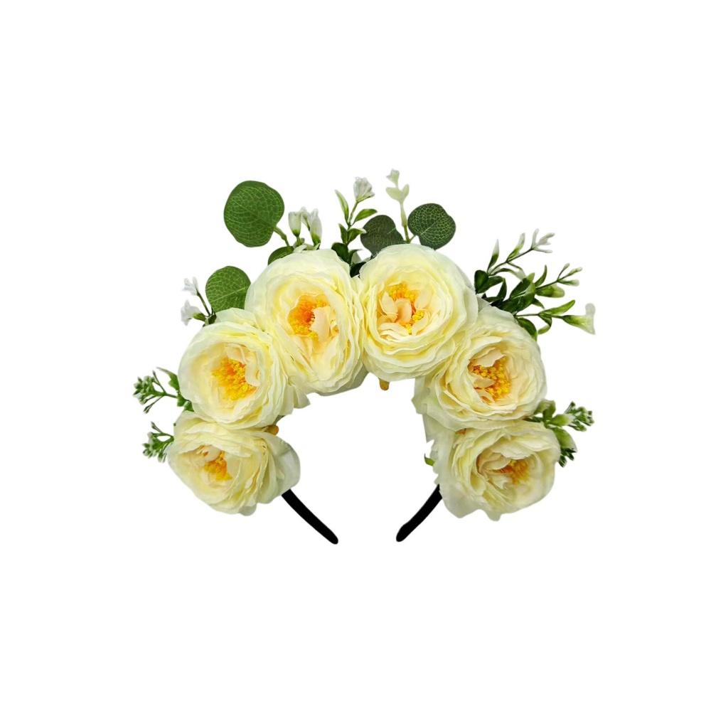 

Floral Wreaths Head Hoop Comfortable Bohemian Flower Hair Accessories Artificial Fabric Flower Hairband Anti-Slip For Wedding шампанского