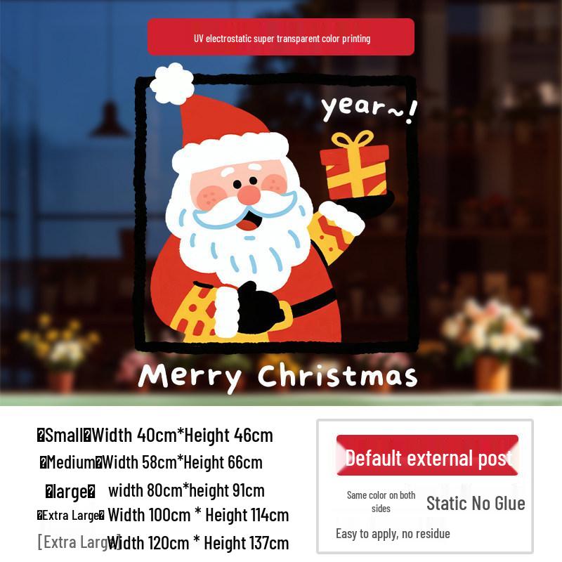 Santa Claus Wall Stickers: Cute Cartoon Christmas Decorations for Windows and Shop Layouts