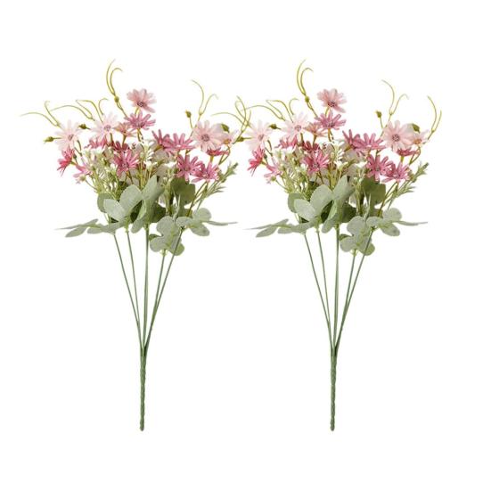 

2 шт. искусственные цветы букет искусственных ромашек с гибким стеблем устойчивые к погодным условиям искусственные цветы для вазы садовый домашний декор весенне-летнее украшение 2pcs розовый