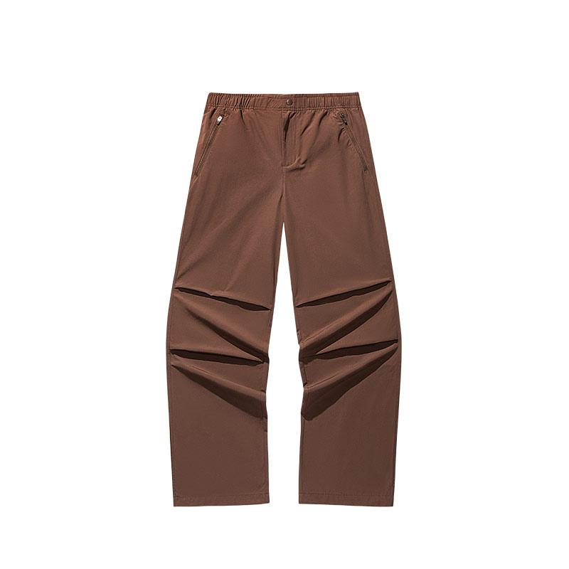 Anta Loose Fit Solid Color Mid Rise Comfortable Breathable Versatile Straight Leg Work Pants Women Bottoms Caramel 162527517-3