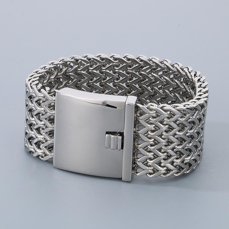 Domineering Thick Square Fish Scale Jewelry, Vacuum Plated 30Mm Front And Back Chain Titanium Steel Men'S Bracelet