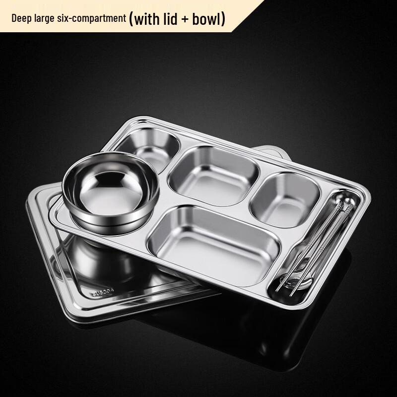 ZISIZ 316 Stainless Steel Compartmented Lunch Tray with Lid