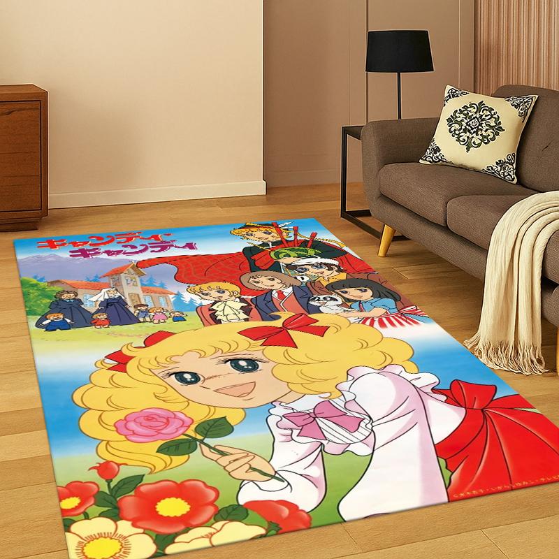 Candy Candy Girl Cartoon Anime Carpet Rug for Bedroom Living Room Sofa Playroom Doormat Home Decor,Kid Game Area Rug Non-slip