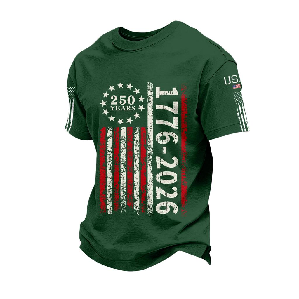 USA Anniversary Men's Casual Letter Print Short-Sleeve T-Shirt
