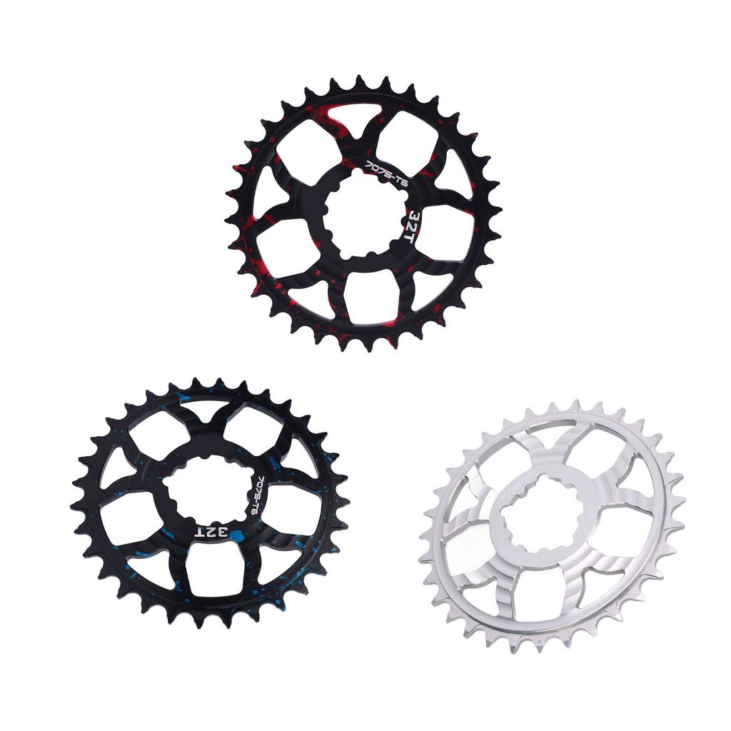 Bike Chainring 32T Round Chainwheel Hollow Aluminium Alloy Single Chain Ring Positive and Negative T