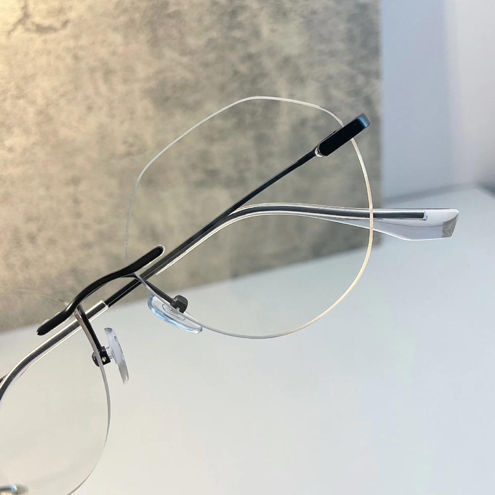 Transparent Rimless Blue Light Blocking Glasses Ultra Light Optical Metal Frame Eyewear for Women Men