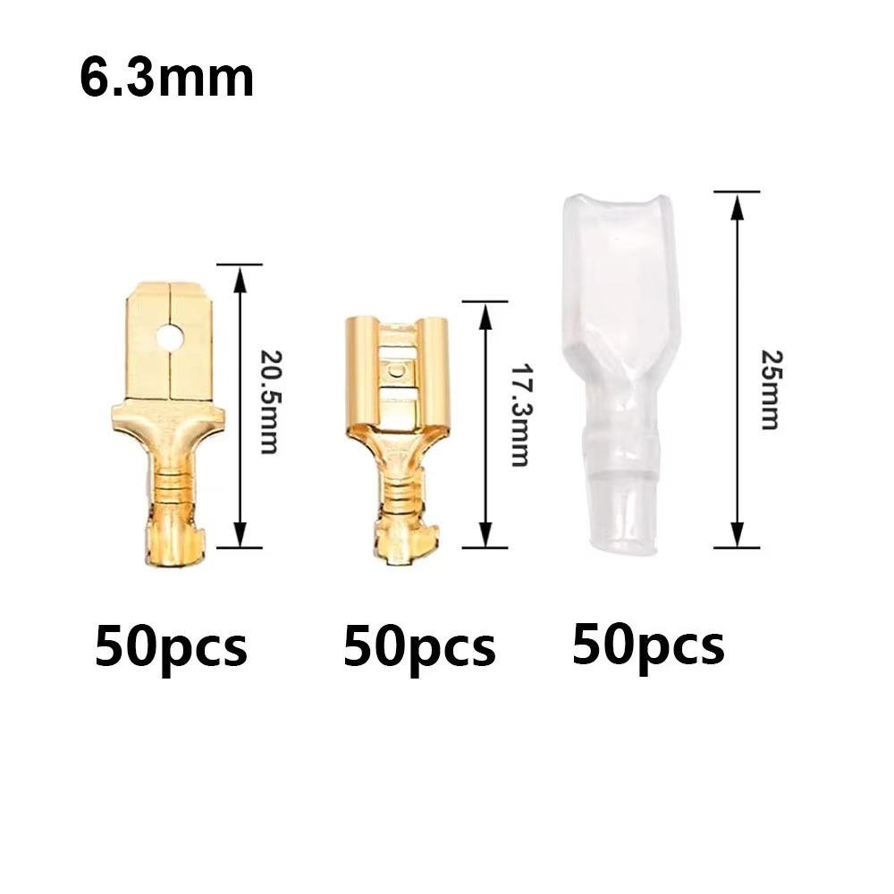 50Pcs 2.8/4.8/6.3mm Spade Terminals Female/Male Crimp Terminals New Wire Connectors
