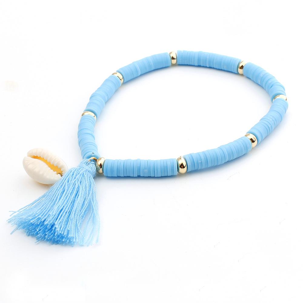 1String 18.5cm Tassel Colored Soft Clay Bracelet Resin Shell Pendant Diy High-quality Men Women Bracelet Jewelry Gift