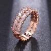 Damen Platin-plattierter Doppelreihen Zirkon Roségold Luxusring