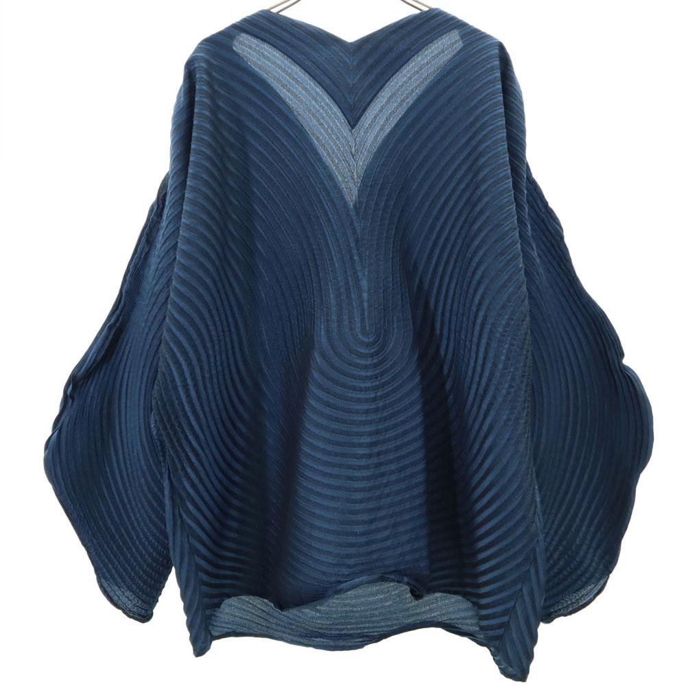 ISSEY MIYAKE Long Sleeve 3D Steam Stretch Deformed Top Cut 2 Navy Women Used