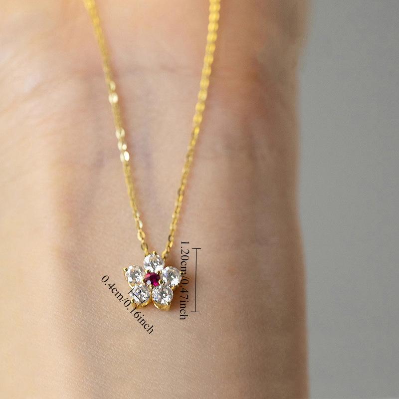 1pc Synthetic Zircon Plum Blossom Ring Necklace, with A Versatile and Elegant Temperament, Collarbone Chain