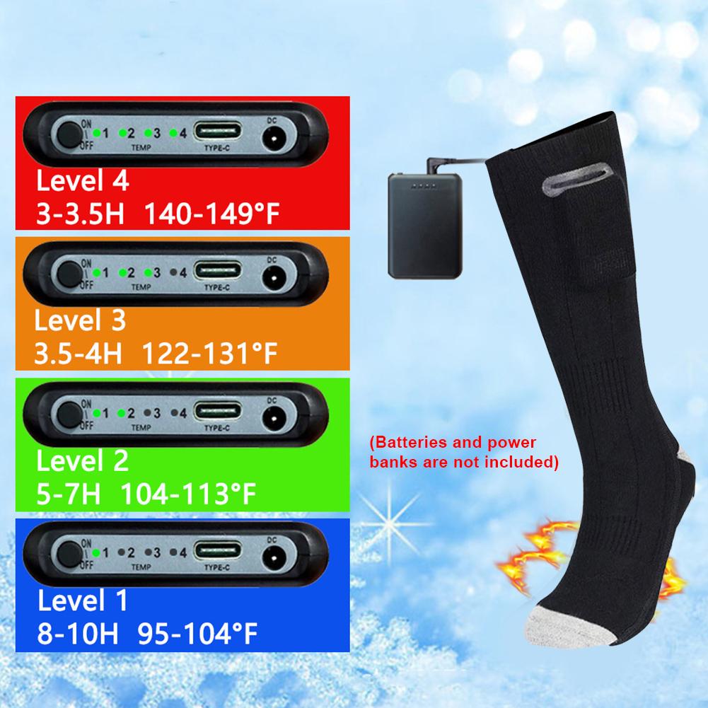 Winter Heated Socks Electric Heated Socks 3 Modes Outdoor Sports Skiing Foot Warmer Washable Heating Socks for Men and Women