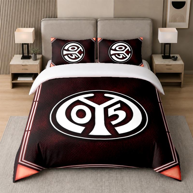 3Pcs Bedding SetMainz FC Soft Bed Sheet and Two Pillowcases Home Bedroom Decor