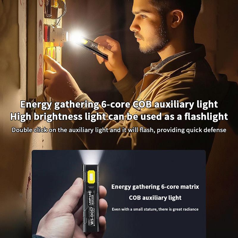 Compact Multi-Mode Pocket Led Flashlight, Usb-C Rechargeable, 800Mah, Long-Range Pocket Flashlight, For Camping Travel Emergency