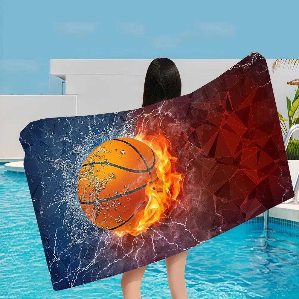 Cool New Basketball Ball Microfiber Printed Beach Towel Mountain Climbing Yoga Beach Swimming Running Absorbent Soft Towel