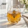 Klares Glas Morgenbecher 5oz Bienenbecher mit Wabenmuster-Relief, Kreatives Trinken für Party & Einzigartiges Muster Tägliche Nutzung, Verdickter Wasserbecher, Getränk