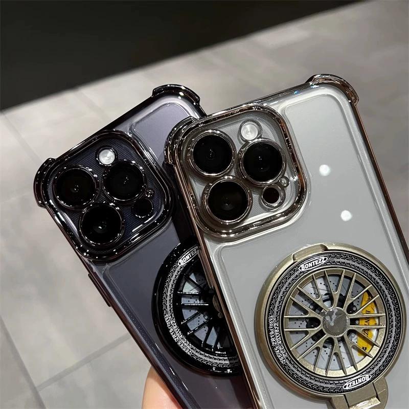 Luxury Plating Fidget Spinner Stand Holder For iPhone 15 14 Plus 13 12 11 Pro Max For Magsafe Wireless Charge Magnetic Cover