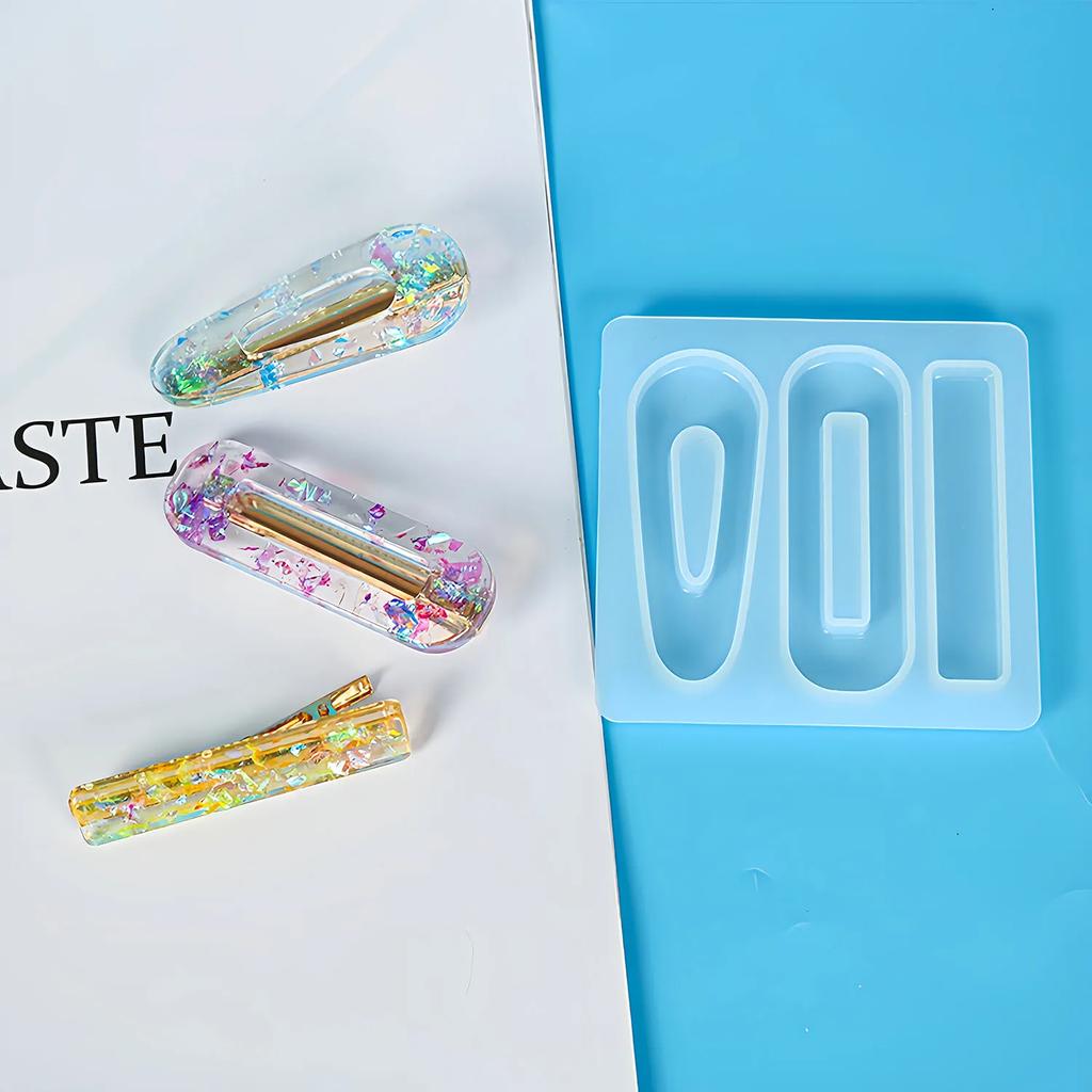 Barrettes Silicone Mold Geometric Hair Clips DIY Moules Silicone Epoxy Resin Mold for Handmade Hairpin Crafts Jewelry Making