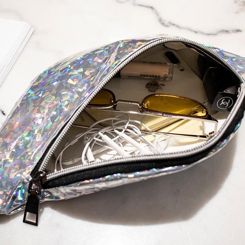 Women's fanny pack Simple personalized girl bag Sequin bag Glass broken trend women's bag fanny pack