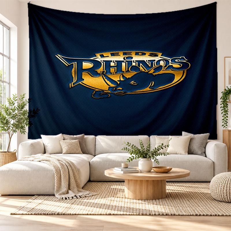 Arazzo da Parete Leeds Rhinos, Appeso a Parete in Tessuto Morbido, Sfondo Decorativo per Camera da Letto Arte da Parete per la Casa