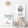 Wash Dry Fold Repeat Laundry Sign Colorful Wall Art Canvas Nordic Posters and Prints Pictures Room Home Decor Painting Cuadros