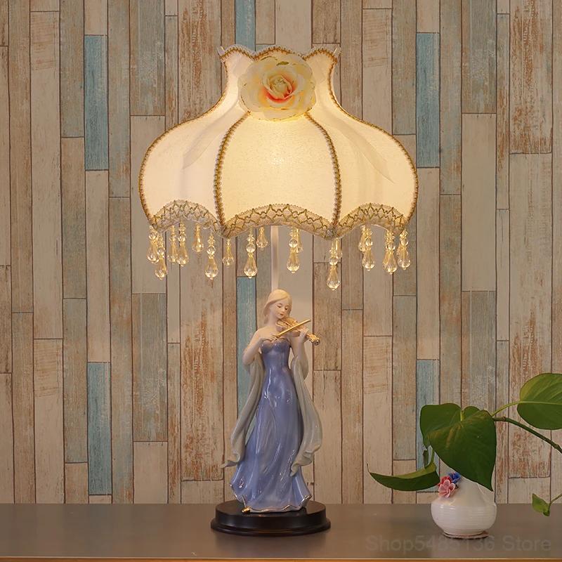

Европейская светодиодная настольная лампа для спальни, прикроватная лампа для гостиной, настольная лампа для принцессы, креативные светильники для детской комнаты в стиле ар-деко, подарочные светильники