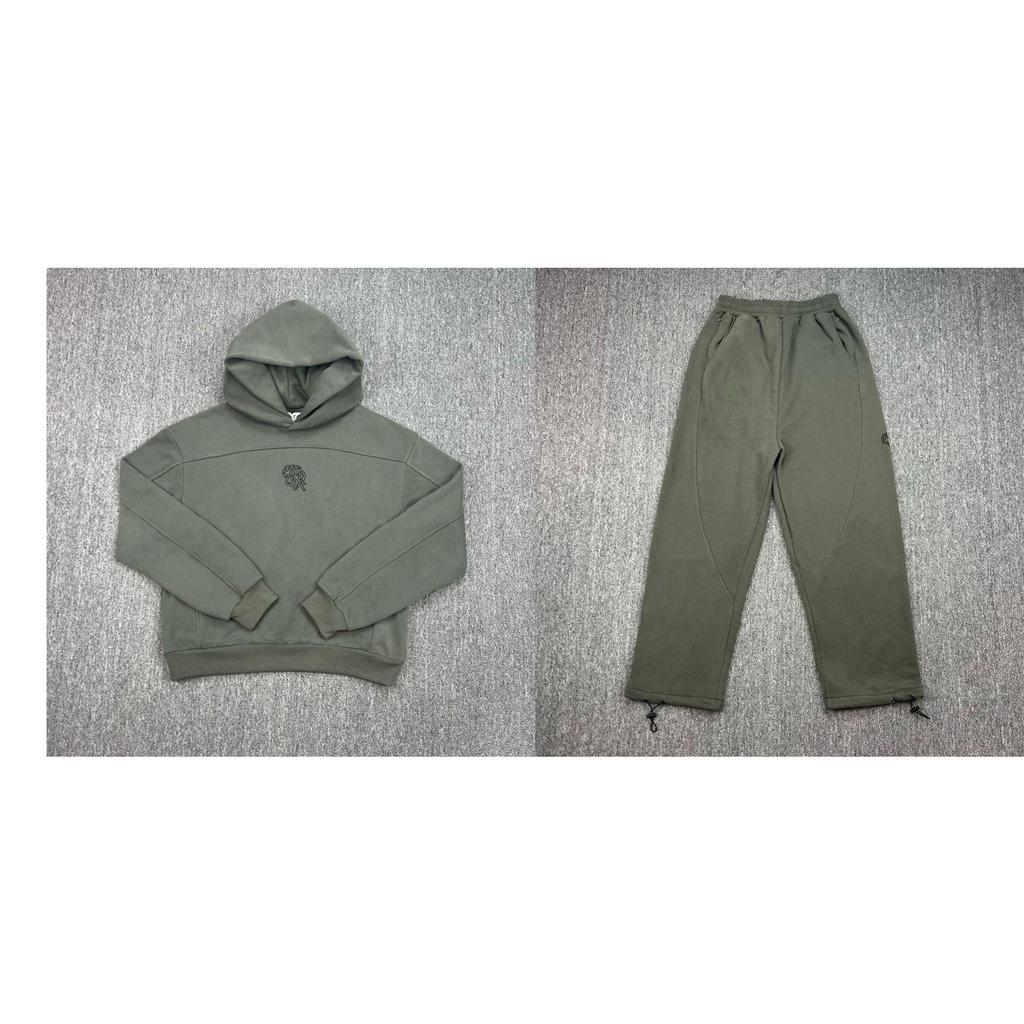 Mertra Patchwork Doppelhut Fleecegefütterter Hoodie & Lässige Hose Set für Damen und Herren - Herbst High Street Stil