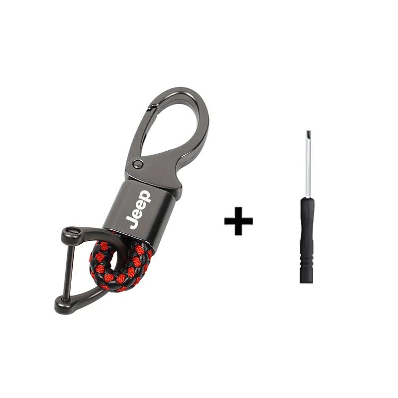 För Jeep Zinklegering Bilnyckelring Flätad Rep Nyckelring Nyckeltillbehör För Jeep Grand Cherokee Wrangler JK Gladiator Compass R