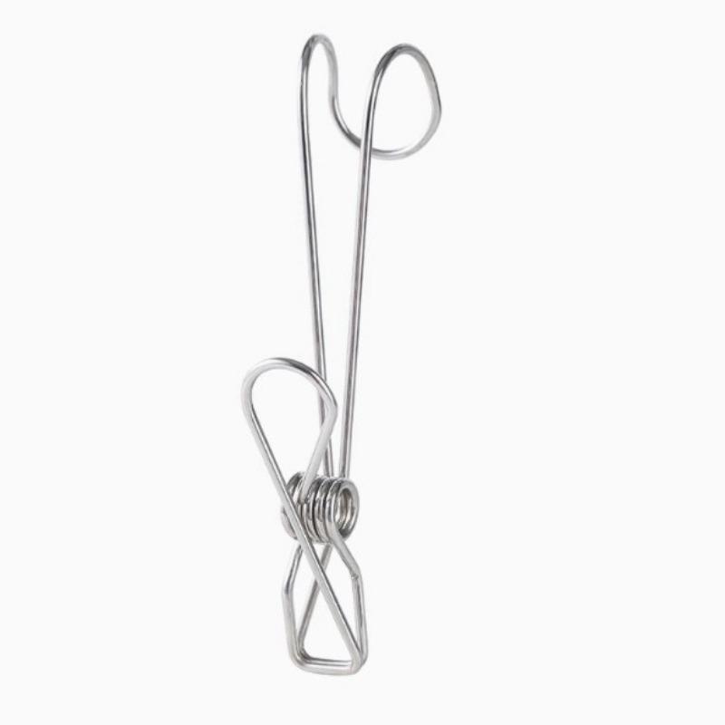 Long-tail Hook Clamp Stainless Steel Clothes Drying Clamp Long-tail Hanging Wire Clamp Drying ClampHousehold Multi-functional Hook Clamp