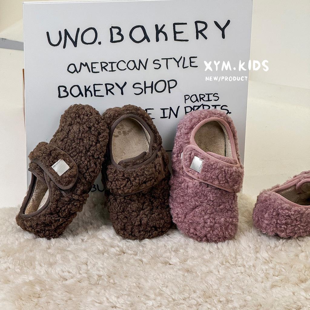 Girls' Fluffy Shoes 2025 Winter New Children's Shoes Korean Version of Cute Lamb Wool Fleece Grinding Stickers Princess Cotton Shoes